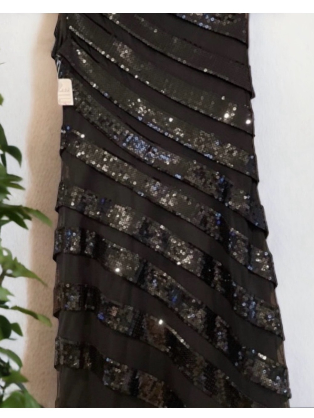 Tadashi Shoji One-Shoulder Black Sequin Sheath Dress - Picture 5 of 9
